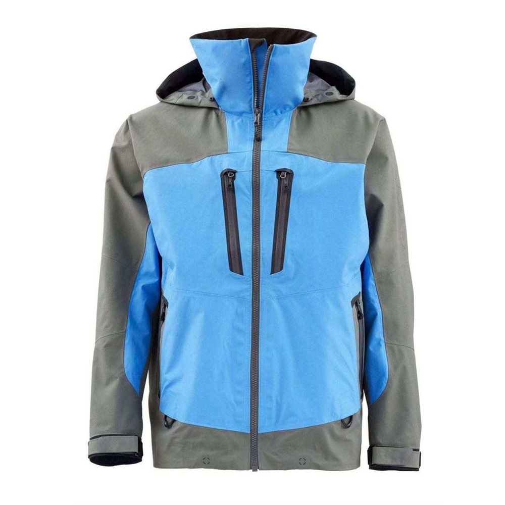 Veste de pluie Yuelei Fournisseur personnalisable Structure imperméable de niveau tempête Bleu-gris pour la randonnée