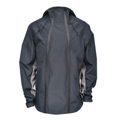 Leistungsstarke schwarze Regenjacke mit Unterarmbelüftung zum Wandern