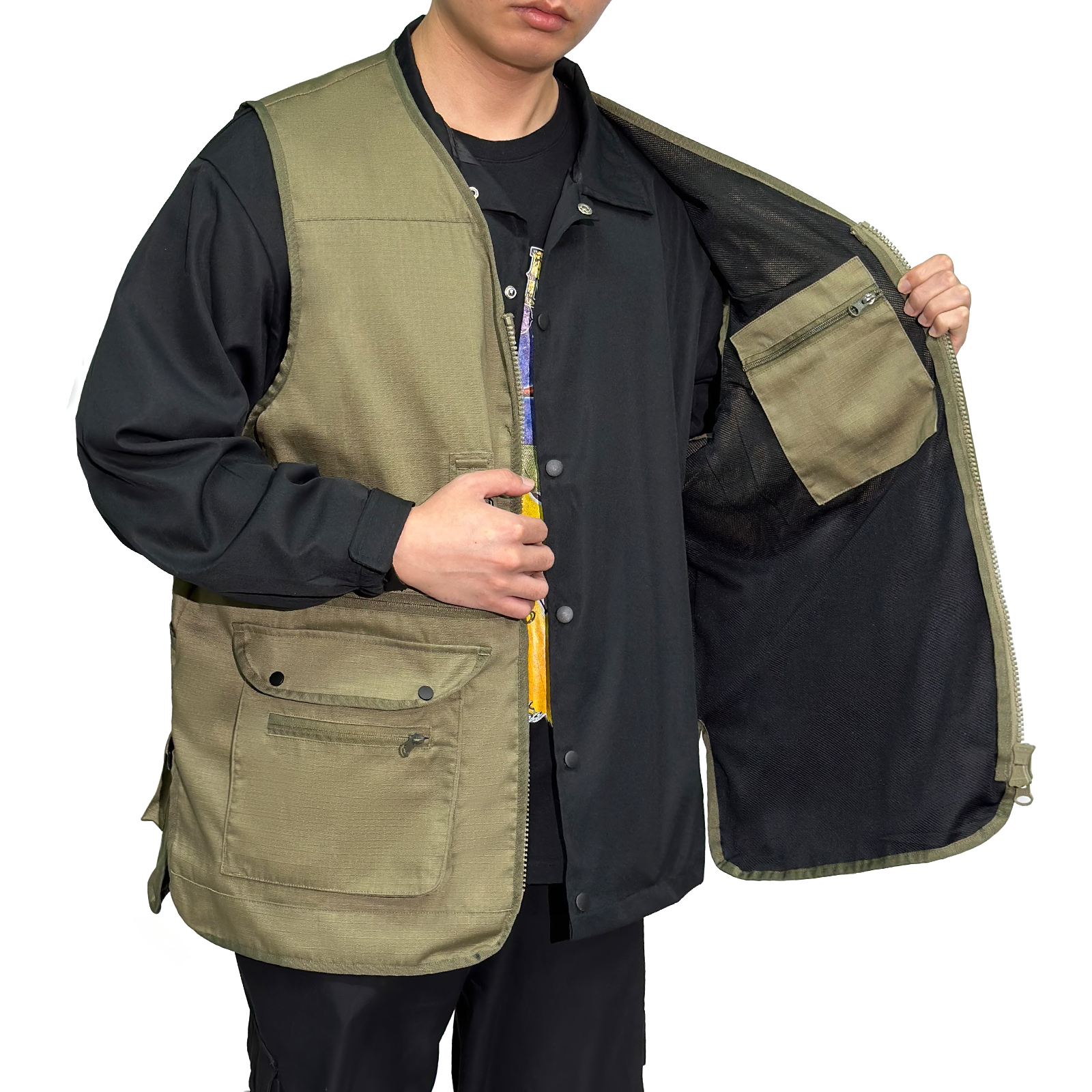 Veste de pêche militaire verte personnalisable en usine kgb-2