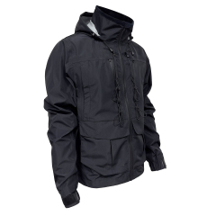 Black Waterproof Jacket With Attachment Loop By Yuelei Wholesale