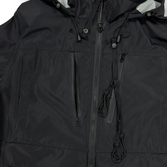 Black Waterproof Jacket With Attachment Loop By Yuelei Wholesale