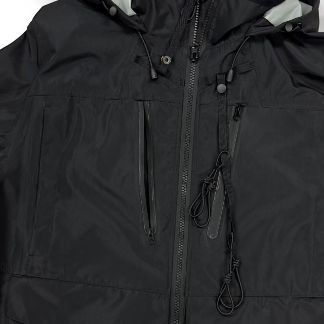 Black Waterproof Jacket With Attachment Loop By Yuelei Wholesale