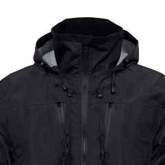 Black Waterproof Jacket With Attachment Loop By Yuelei Wholesale