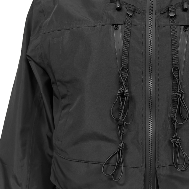 Black Waterproof Jacket With Attachment Loop By Yuelei Wholesale