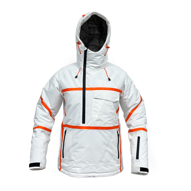 Funktionelle weiße Skijacke mit Belüftung und stylischen Details