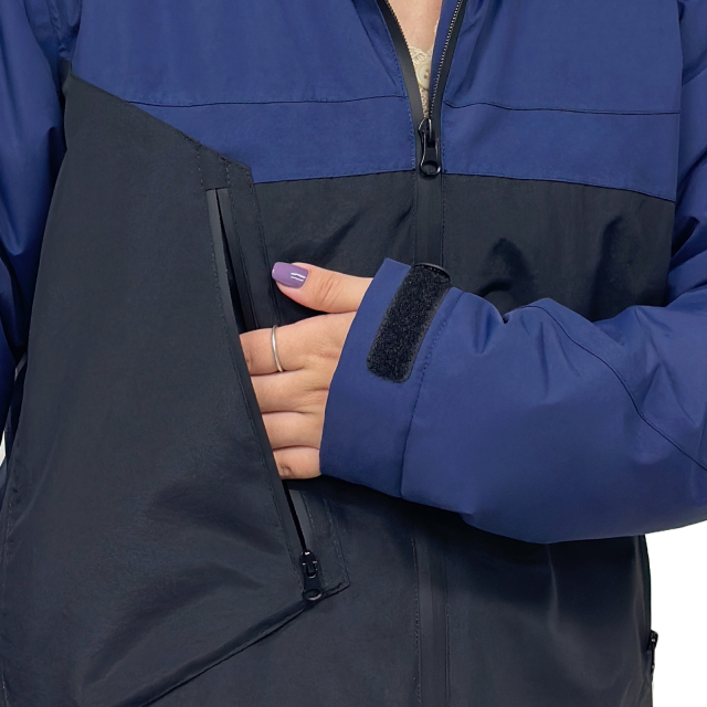 Purple and Black Ski Jacket: Snow Skirt Design for Wholesale