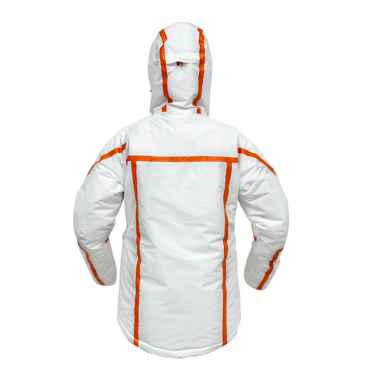 Funktionelle weiße Skijacke mit Belüftung und stylischen Details
