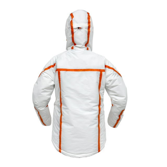 Funktionelle weiße Skijacke mit Belüftung und stylischen Details
