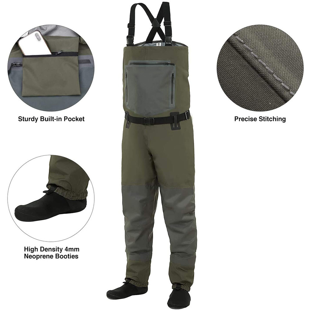 Cuissardes imperméables Yuelei WM-12 - Vert Taille réglable Vente en gros