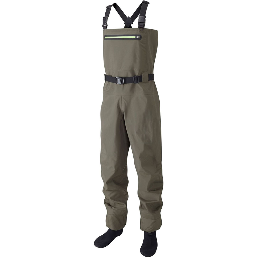 Cuissardes militaires vertes Yuelei WM-10 - Fermeture éclair jaune sur la poitrine, taille réglable