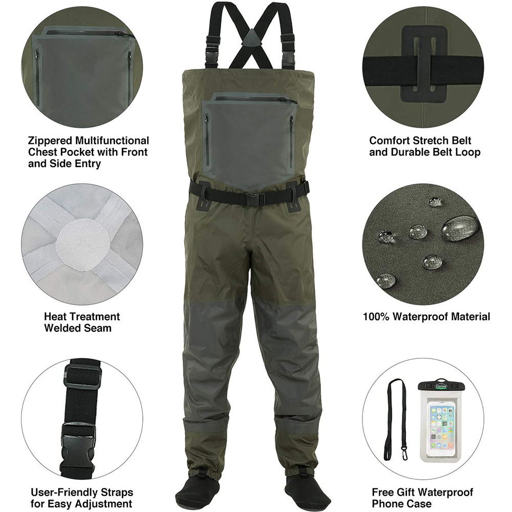 Cuissardes imperméables Yuelei WM-12 - Vert Taille réglable Vente en gros