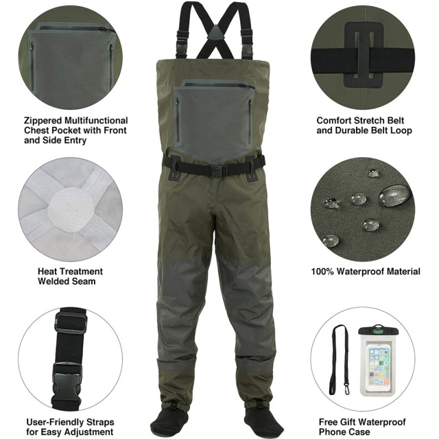 Yuelei WM-12 Wasserdichte Wathose - Grün Verstellbare Taille Großhandel