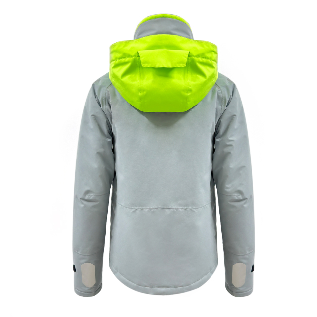 Sailing Gray Jacket: Fluorescent Green Hood Arm Pocket Wholesale