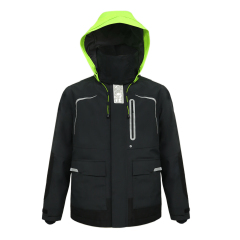 Yuelei Black Sailing Jacket with Neon Hood and Reflective Strips