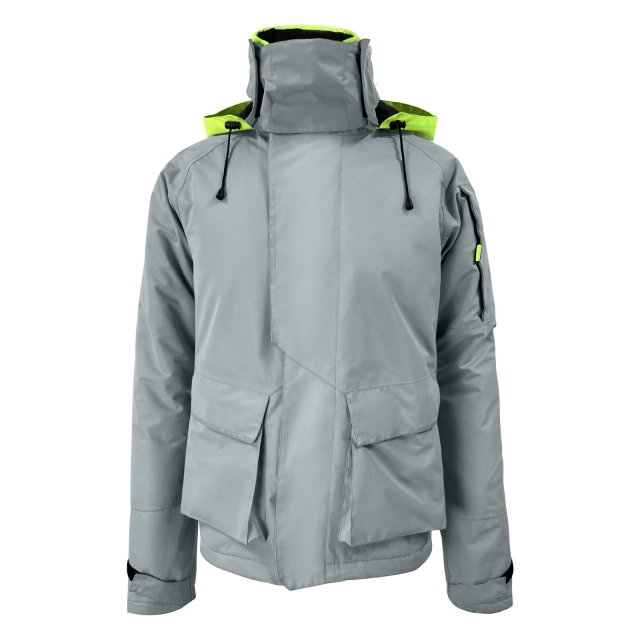 Sailing Gray Jacket: Fluorescent Green Hood Arm Pocket Wholesale