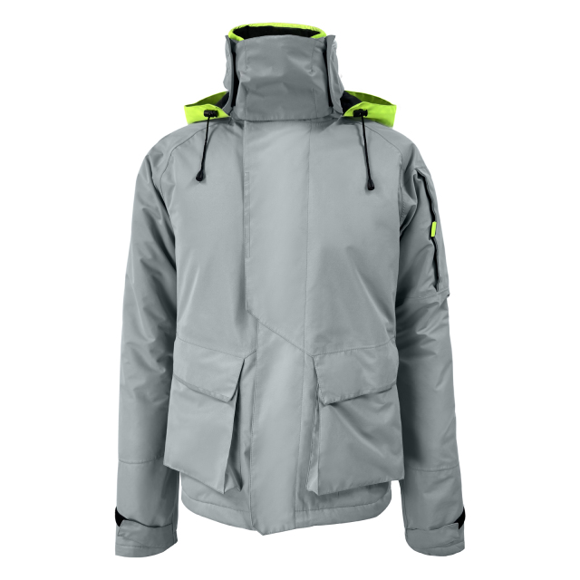 Sailing Gray Jacket: Fluorescent Green Hood Arm Pocket Wholesale