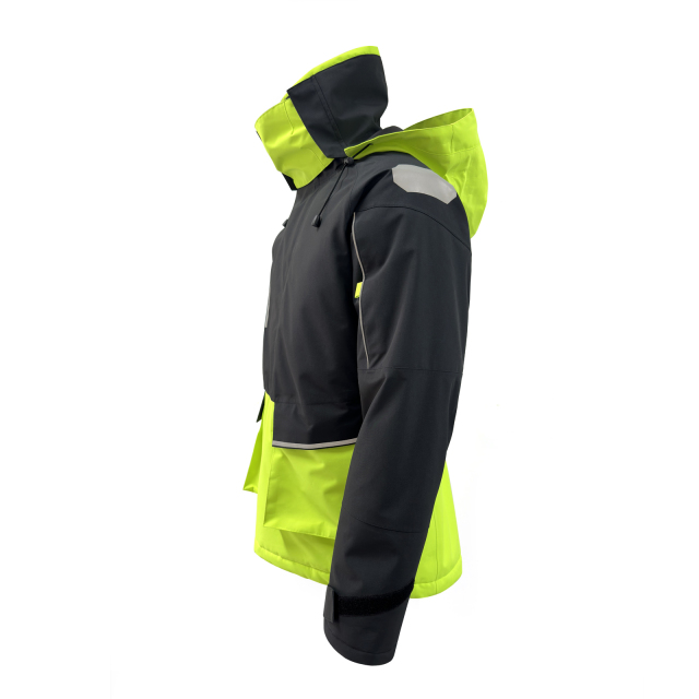 Yuelei Black and Neon Green Sailing Jacket with Polar Fleece Lining
