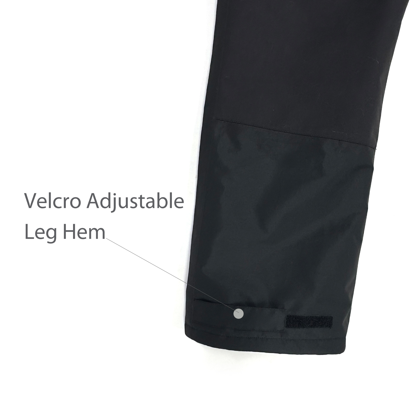 Combinaison de voile noire avec ourlet de jambe réglable en velcro et doublure en polaire