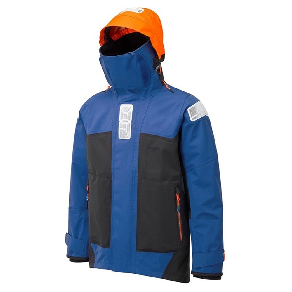 Veste Sailing Blue : coupe-vent, imperméable, accents orange réfléchissants