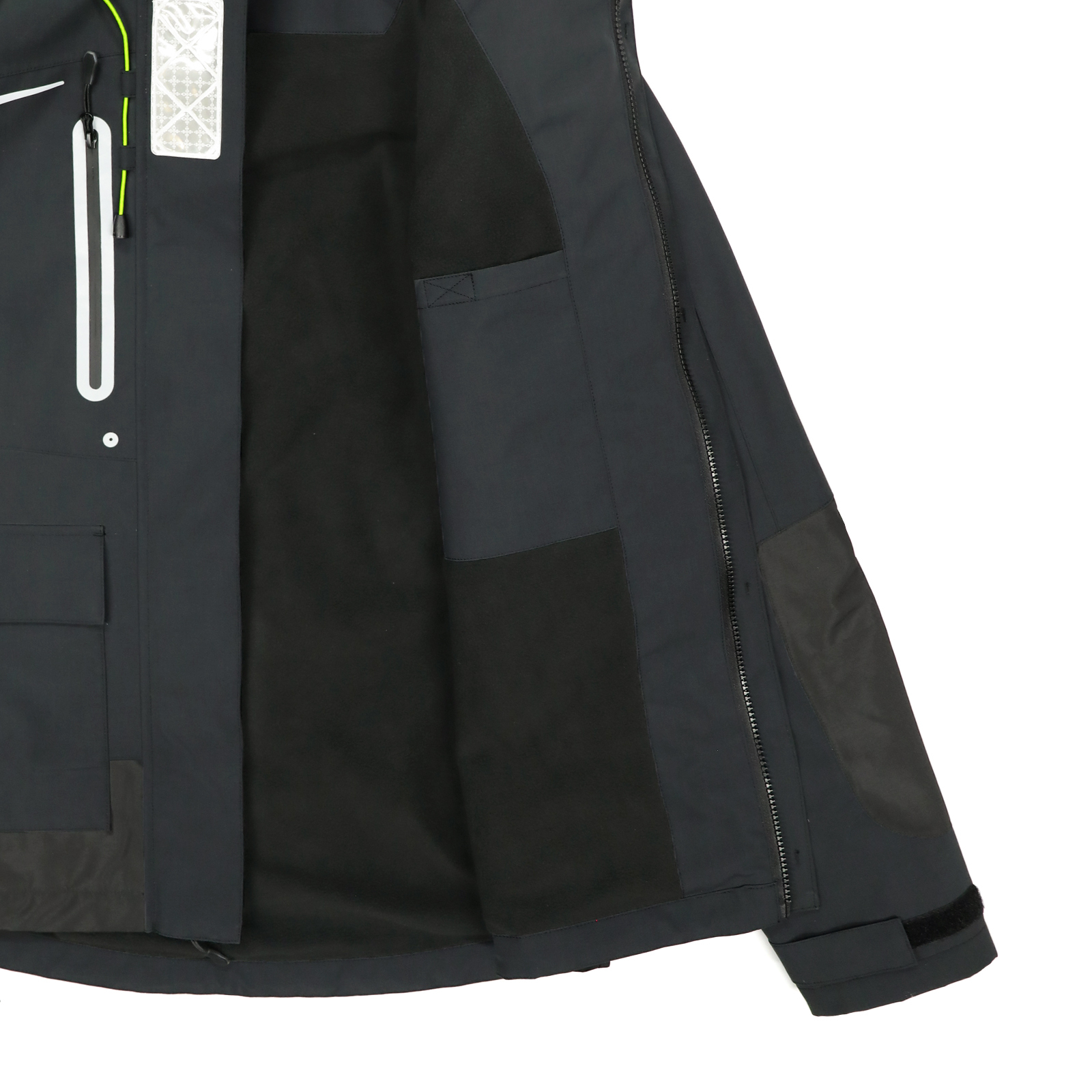 Veste de voile noire Yuelei avec capuche fluo et bandes réfléchissantes