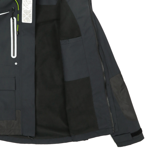 Yuelei Black Sailing Jacket with Neon Hood and Reflective Strips