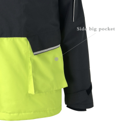 Yuelei Black and Neon Green Sailing Jacket with Polar Fleece Lining