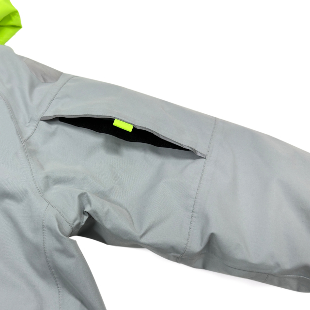 Sailing Gray Jacket: Fluorescent Green Hood Arm Pocket Wholesale
