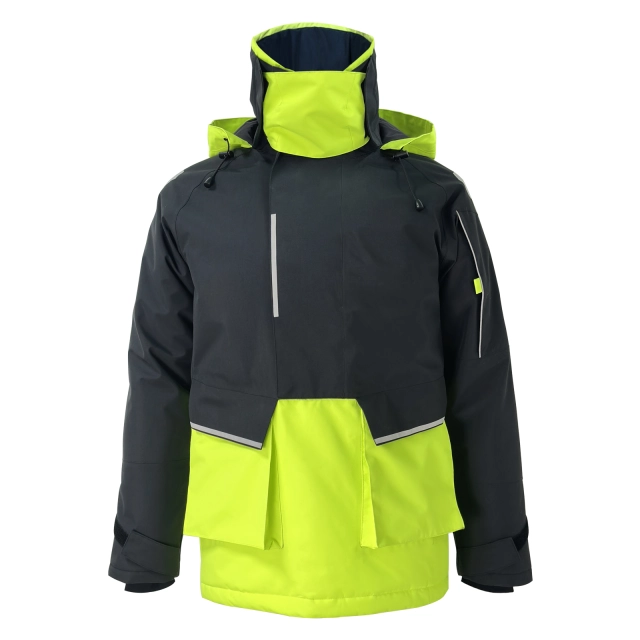 Yuelei Black and Neon Green Sailing Jacket with Polar Fleece Lining