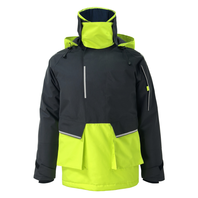 Yuelei Black and Neon Green Sailing Jacket with Polar Fleece Lining