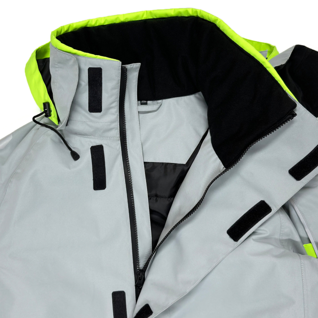 Sailing Gray Jacket: Fluorescent Green Hood Arm Pocket Wholesale