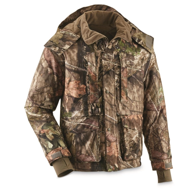Fleece-Lined Camouflage Hunter Rain Jacket