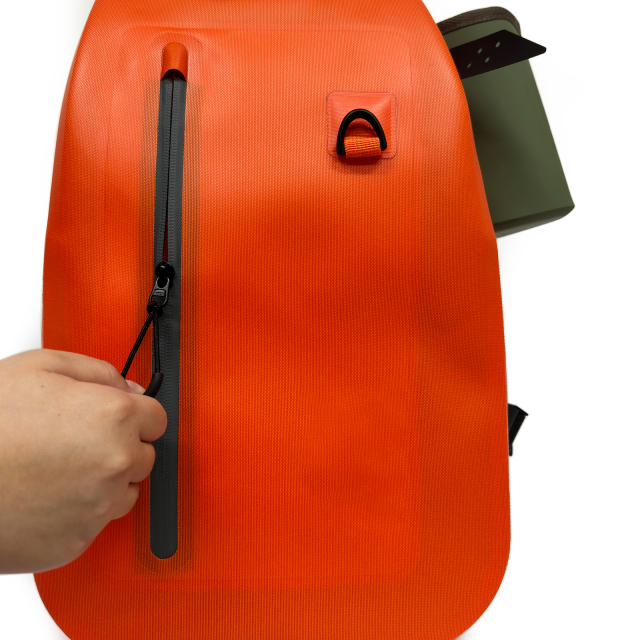 Orange Waterproof Shoulder Bag with Water-Resistant Zipper Cup Holder