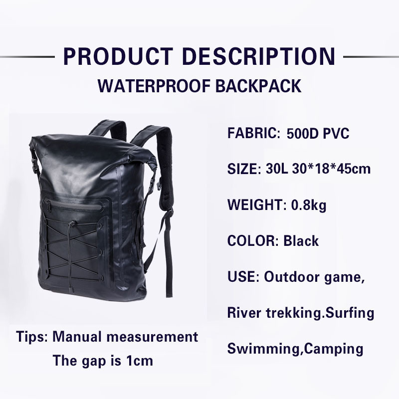 Sac à dos imperméable au design classique noir, parfait pour l'extérieur
