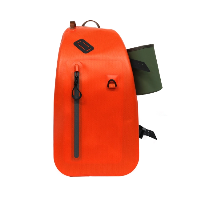 Orange Waterproof Shoulder Bag with Water-Resistant Zipper Cup Holder