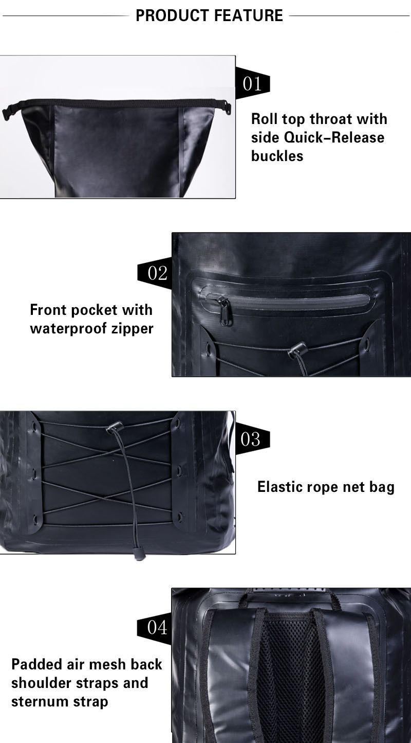 Sac à dos imperméable au design classique noir, parfait pour l'extérieur