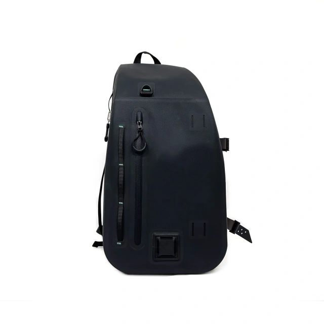 Black Waterproof Shoulder Bag with Water-Resistant Zipper, 21.5L