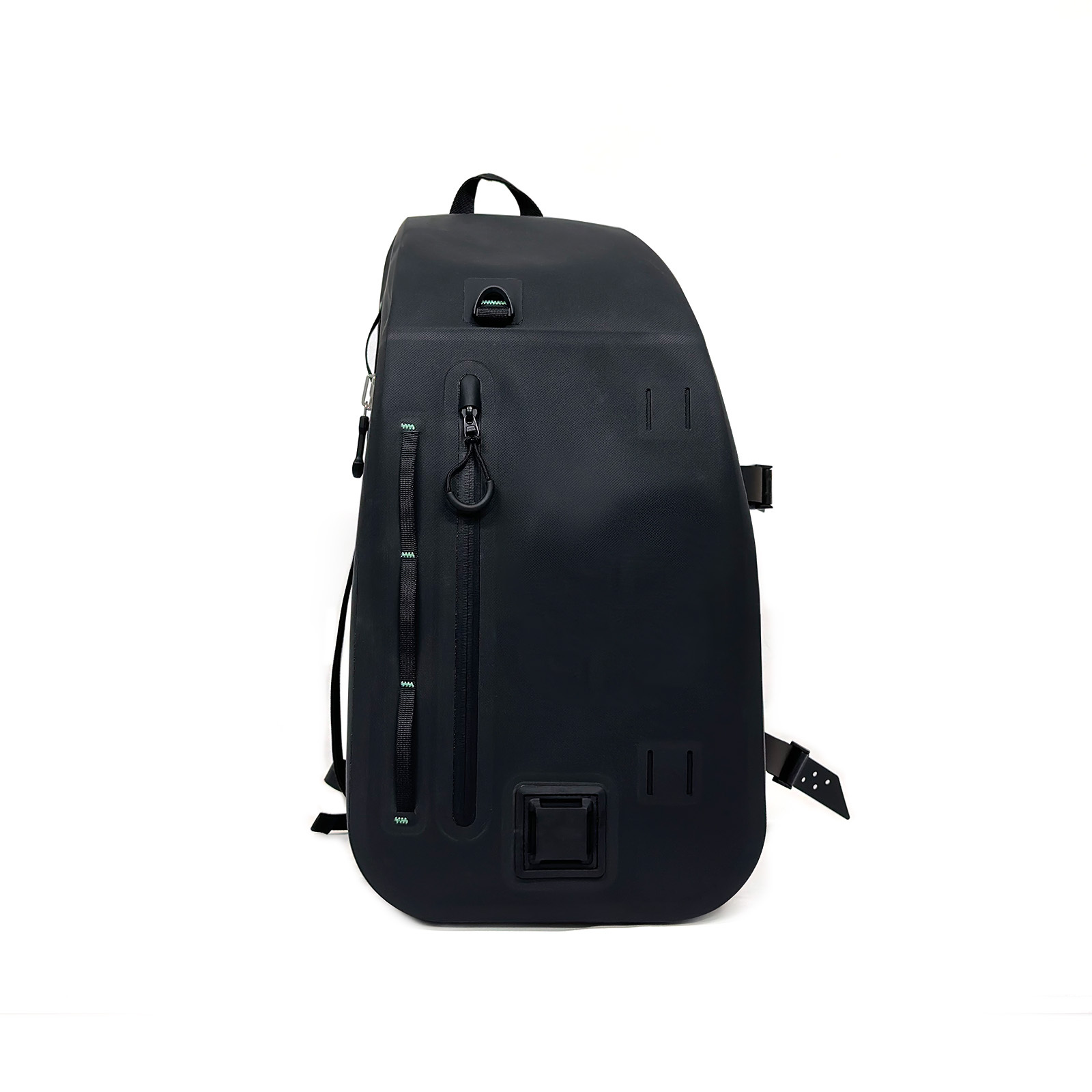 Black Waterproof Shoulder Bag with Water-Resistant Zipper, 21.5L