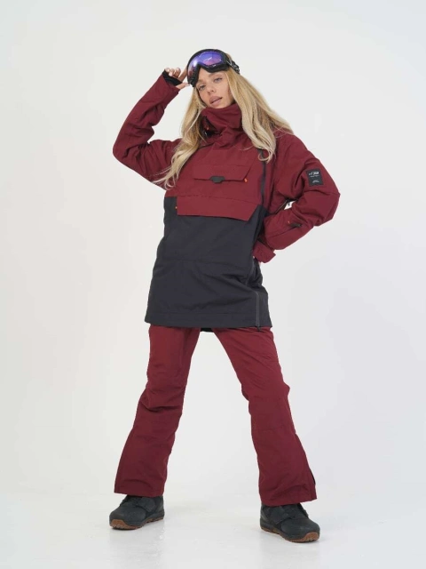 Women's Ski Jacket BURGUNDY Black