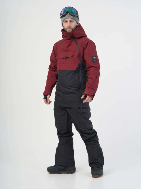 Men's Ski Jacket Waterproof BURGUNDY Black