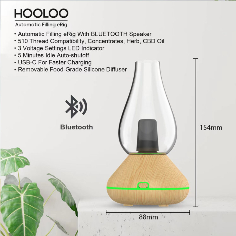 HOOLOO 3-in-1 Vaporizer | Automatic Filling Erig with Bluetooth Speaker