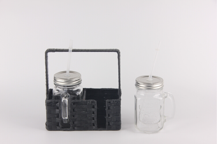 450ML GLASS JAR GLASS MASON JAR  WITH STRAW