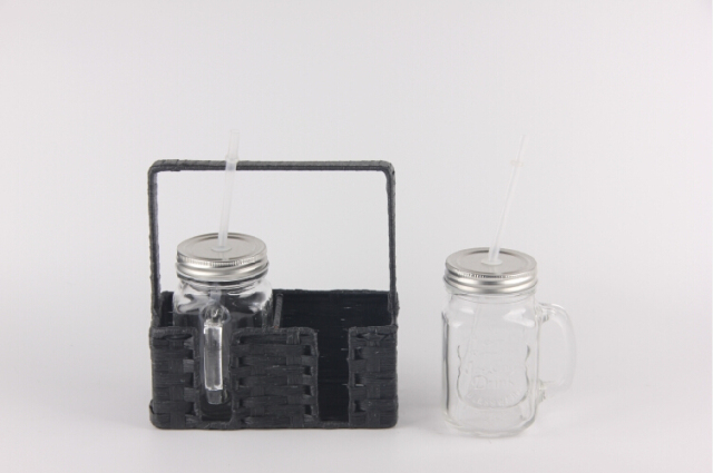 450ML GLASS JAR GLASS MASON JAR  WITH STRAW