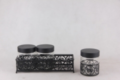 3PCS glass jar S/S with stand
