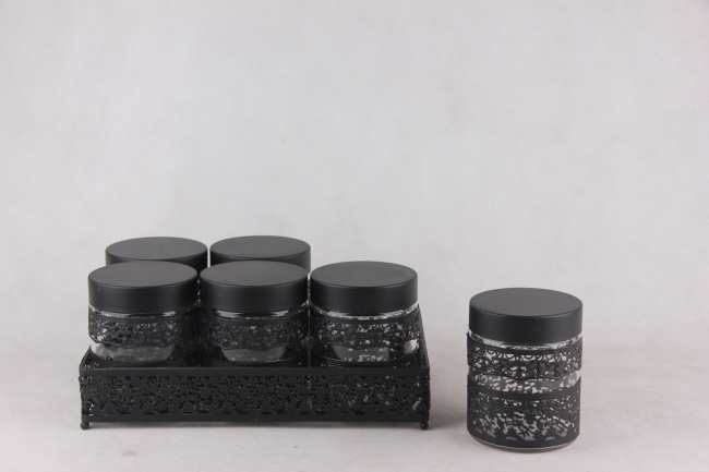 6PCS glass jar S/S with stand