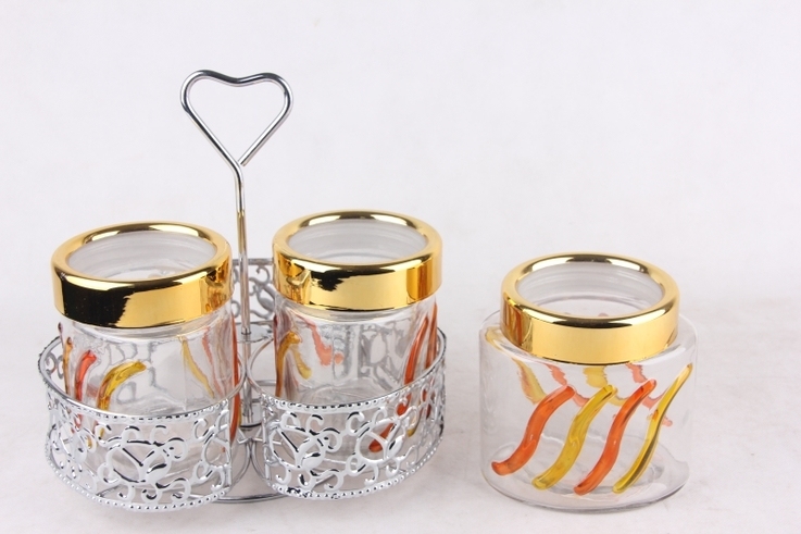 glass jar with stand