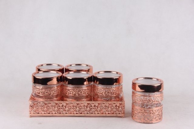 6PCS glass jar S/S with stand