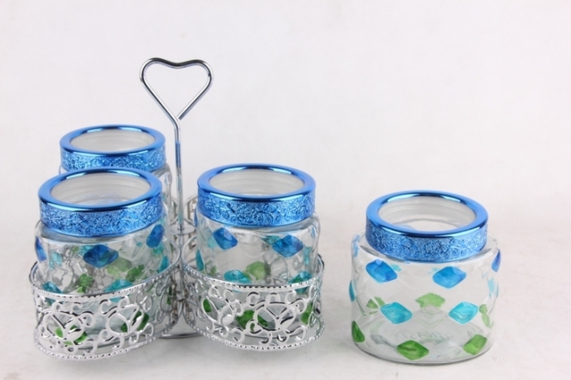 glass jar with stand