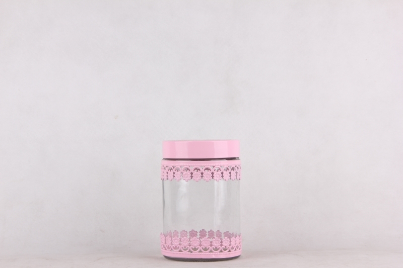 glass  storage jar with s/s