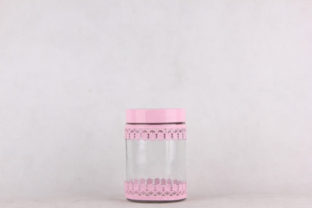 glass  storage jar with s/s