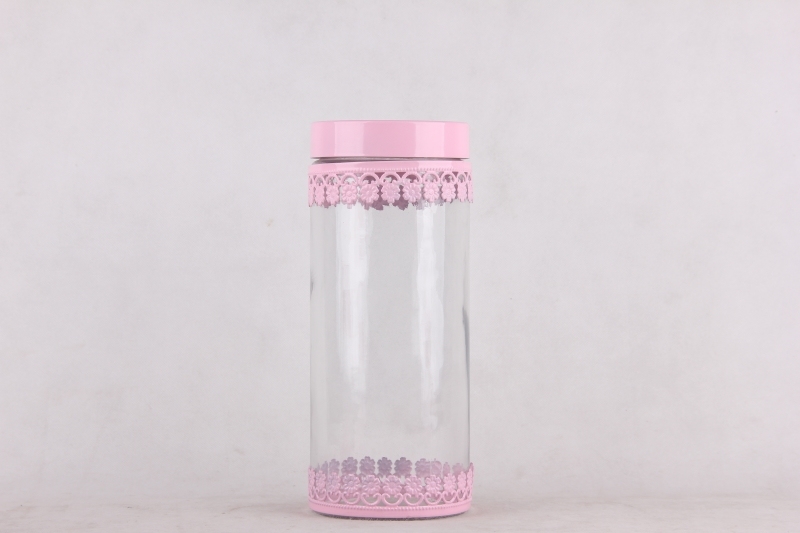 glass  storage jar with s/s